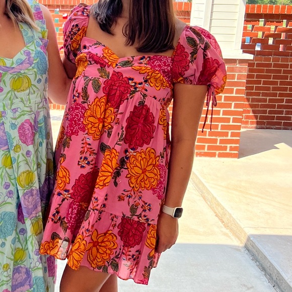 Olivaceous Pink and Orange Floral Mini Dress - Picture 5 of 5